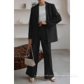 Women's 2023 Fall Two Piece Outfits Blazer Jacket and Wide Leg Pants Pockets Business Casual Suit Sets